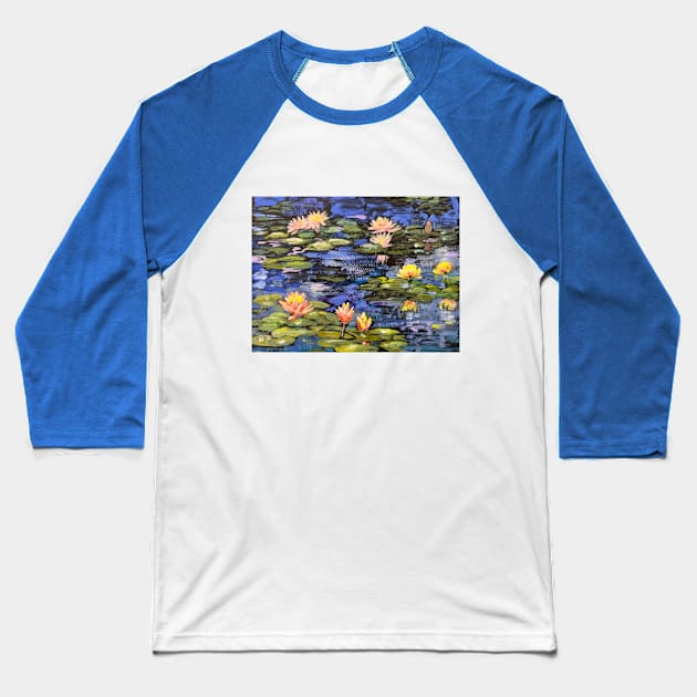 Water Lilies after Monet Baseball T-Shirt by Peaceful Pigments